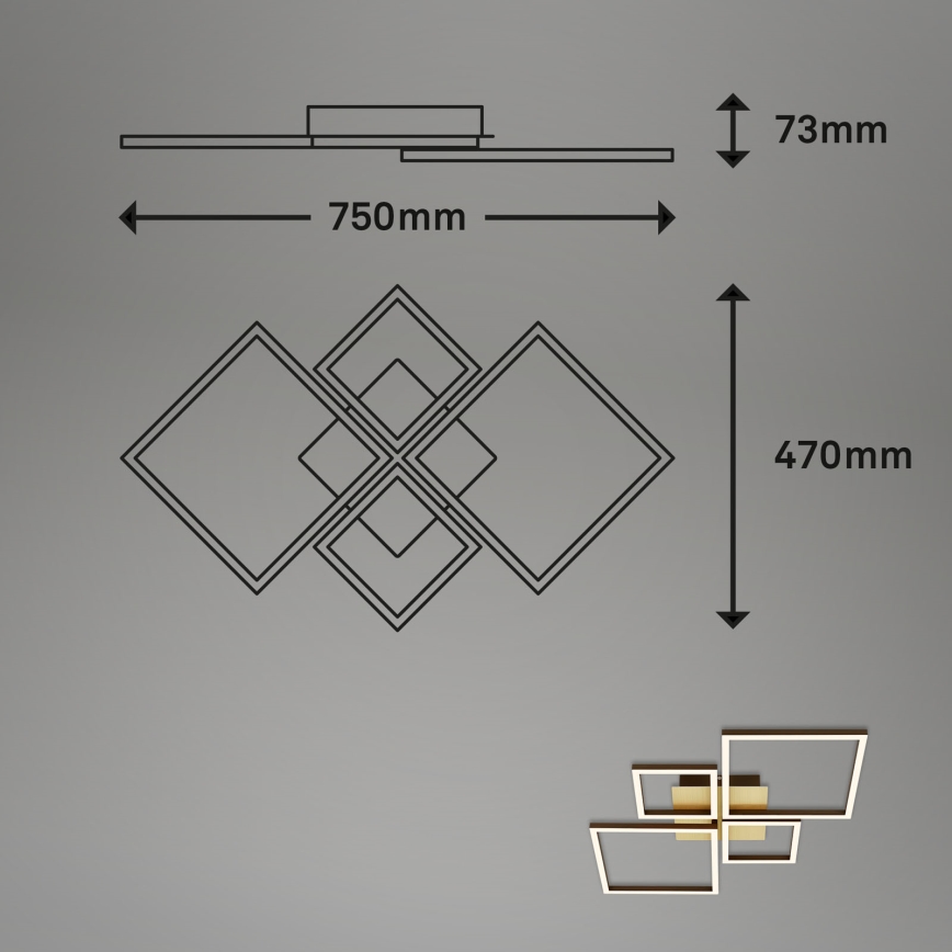 Brilo - LED Ściemnialny żyrandol natynkowy FRAME LED/44W/230V