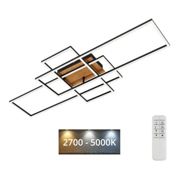 Brilo - LED Ściemnialny żyrandol natynkowy FRAME LED/51W/230V 2700-5000K czarny/brązowy + pilot zdalnego sterowania