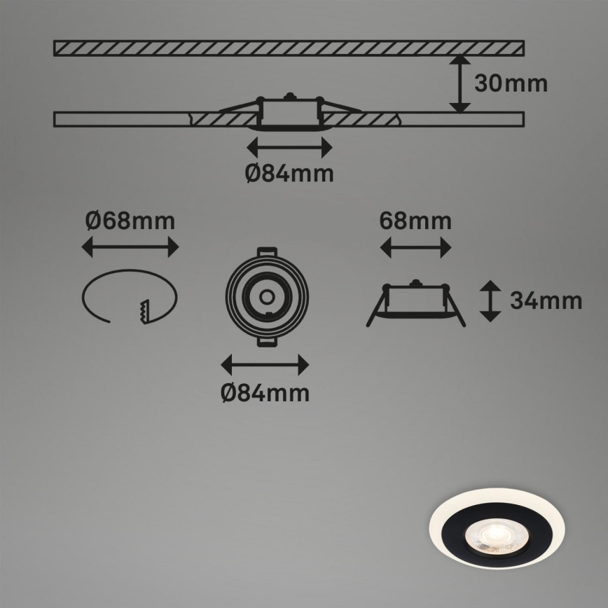 Briloner 7039-035 - ZESTAW 3x LED Łazienkowa oprawa wpuszczana LED/5W/230V IP44