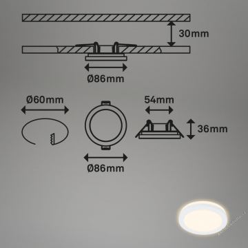 Briloner 7055-036 - ZESTAW 3x LED Łazienkowa oprawa wpuszczana LED/3W/230V IP44