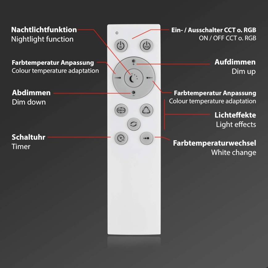 Briloner 7087-016 - LED RGBW Oświetlenie ściemnialne SMART LED/24W/230V 3000-6500K Wi-Fi Tuya + pilot zdalnego sterowania