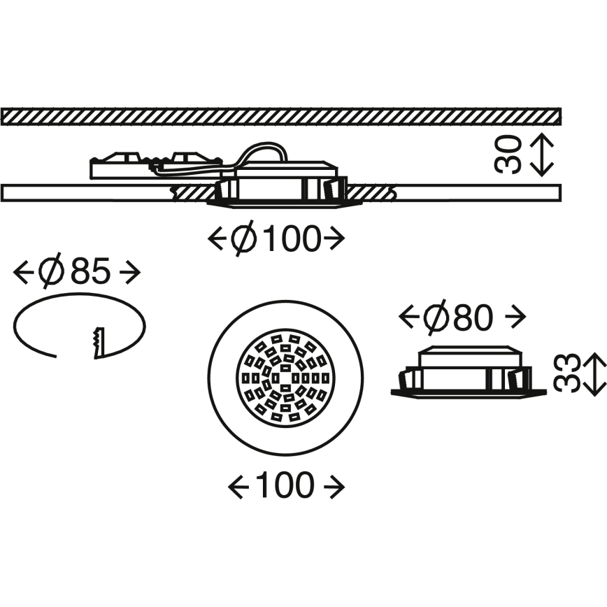 Briloner 7206-018 - LED Łazienkowa oprawa wpuszczana ATTACH LED/10,5W/230V IP44