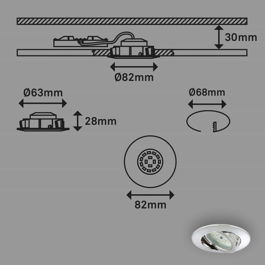 Briloner 7209-038 - ZESTAW 3x LED Łazienkowa oprawa wpuszczana LED/5W/230V IP23