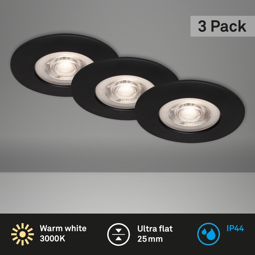 Briloner - ZESTAW 3x LED Łazienkowa oprawa wpuszczana LED/4,9W/230V IP44 czarna