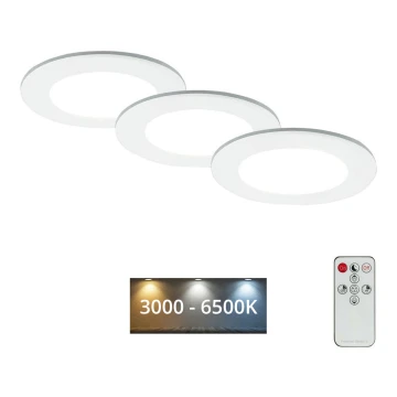 Briloner - ZESTAW 3x LED Ściemnialne wpuszczane oświetlenie łazienkowe LED/4,8W/230V 3000-6500K IP44 + pilot zdalnego sterowania