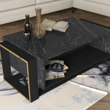 Coffee table BIANCO 40,4x106,4 cm black/gold