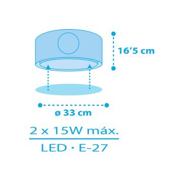 Dalber 60656 - Plafon dziecięcy PIRAT ISLAND 2xE27/15W/230V