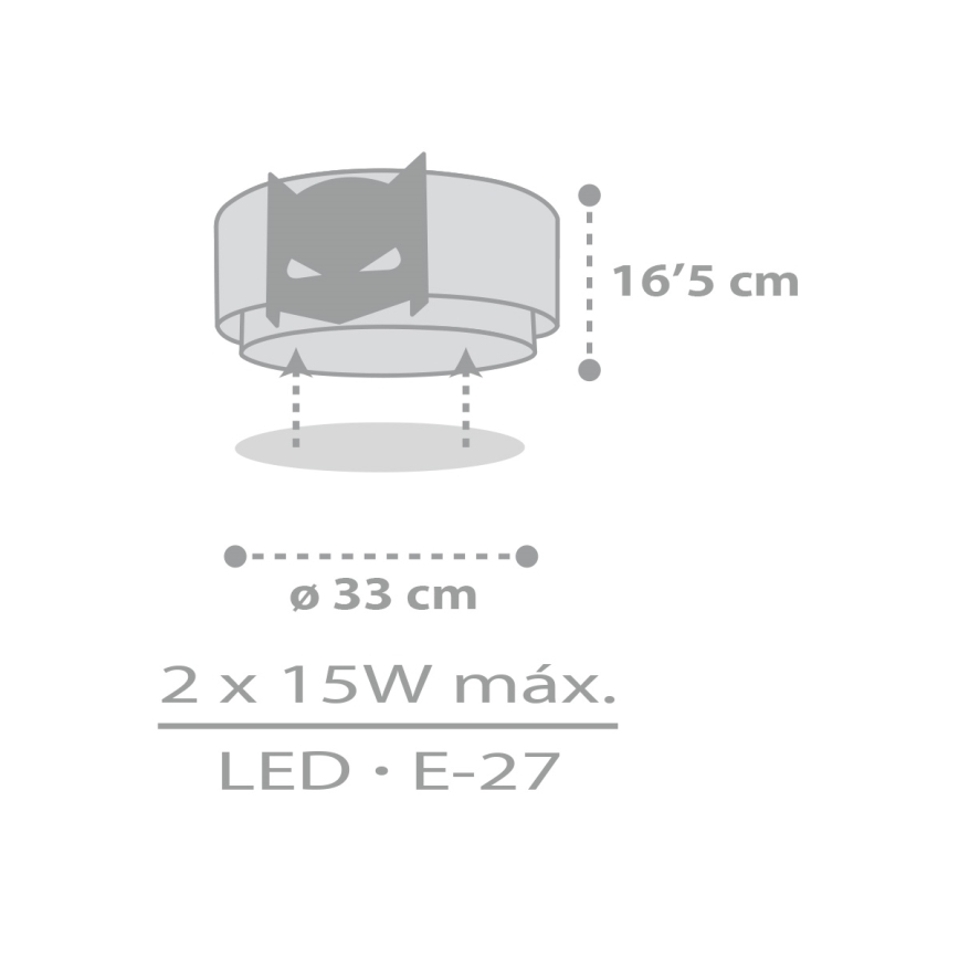 Dalber 61806 - Plafon dziecięcy DARK HERO 2xE27/15W/230V