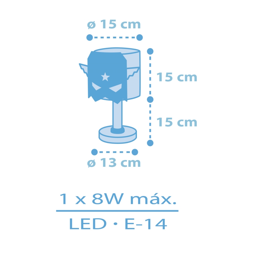 Dalber 61811 - Lampka dziecięca NIEBIESKI HERO 1xE14/8W/230V