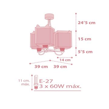 Dalber 64587 - Żyrandol dziecięcy LITTLE FOX 3xE27/60W/230V