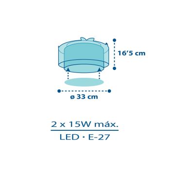 Dalber 76116 - Plafon dziecięcy JUNGLE 2xE27/15W/230V