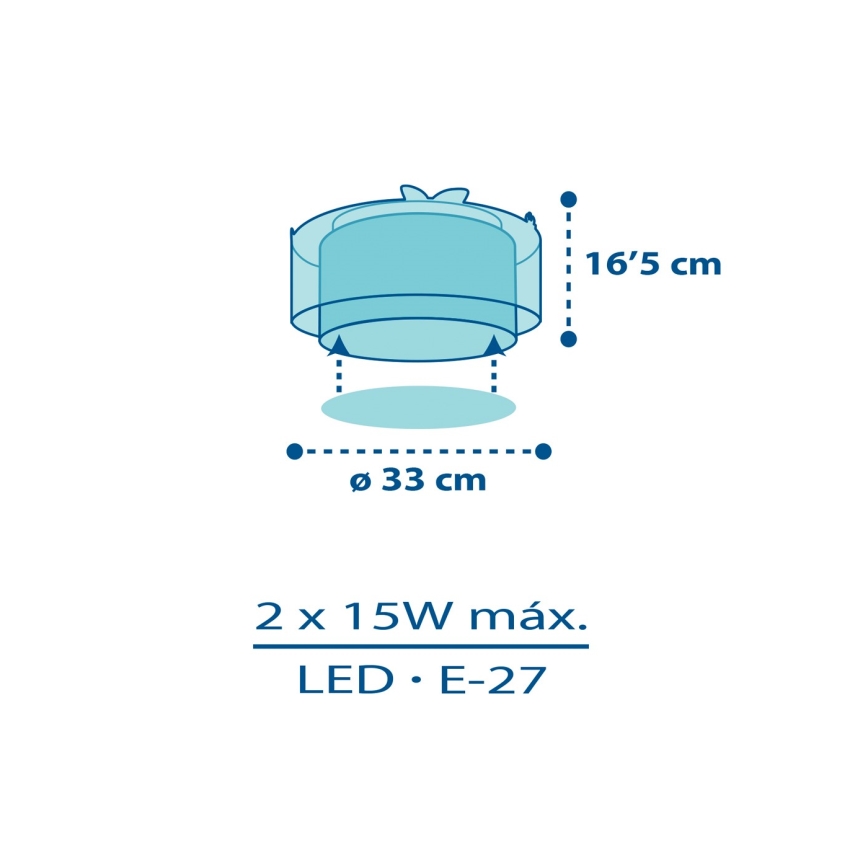 Dalber 76116 - Plafon dziecięcy JUNGLE 2xE27/15W/230V