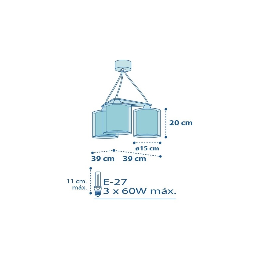 Dalber D-60614 - Żyrandol dziecięcy POLICE 3xE27/60W/230V