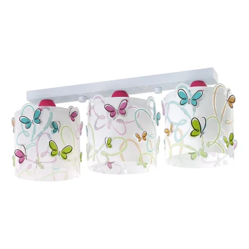 Dalber D-62143 - Dziecięca lampa sufitowa BUTTERFLY 3xE27/60W/230V