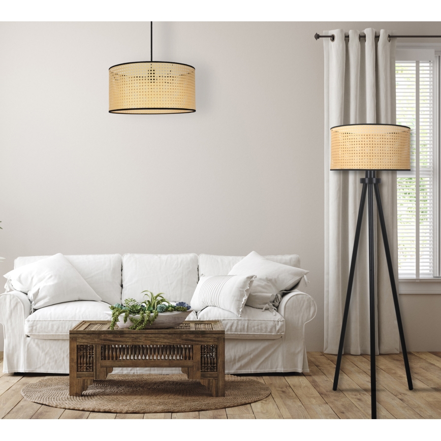 Duolla - Lampa podłogowa ROLLER 1xE27/15W/230V rattan/czarny