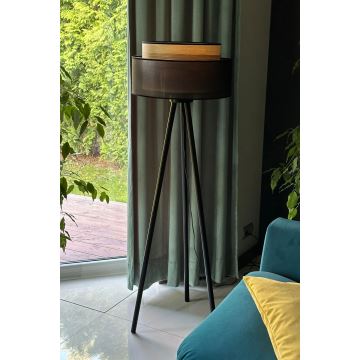 Duolla - Lampa podłogowa WOOD BOHO 1xE27/15W/230V czarna/beżowa