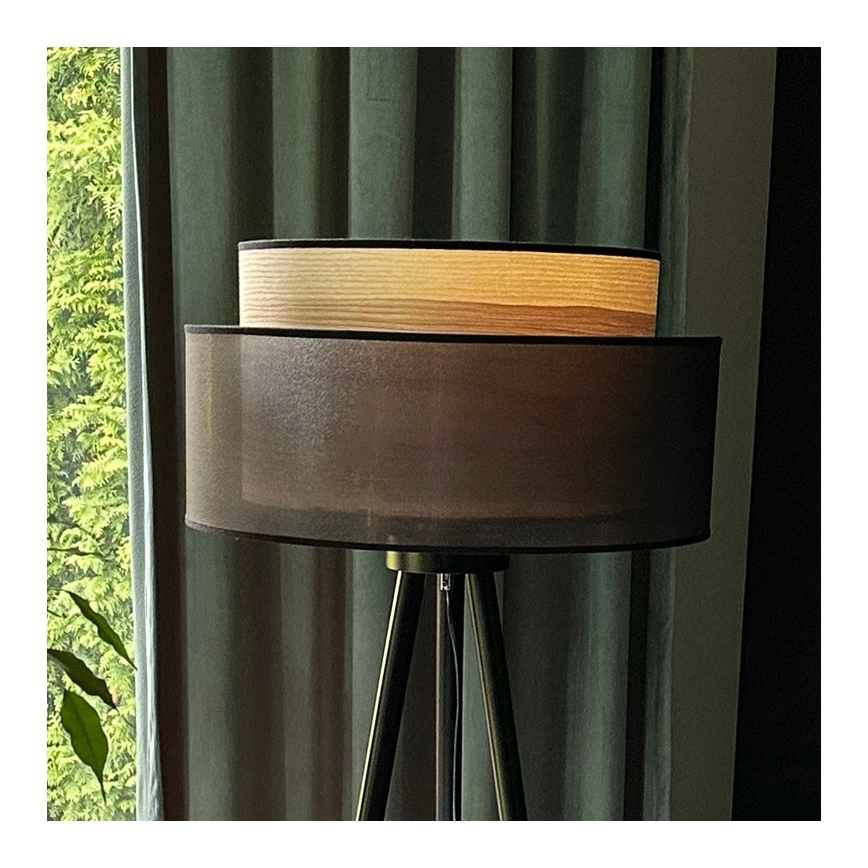 Duolla - Lampa podłogowa WOOD BOHO 1xE27/15W/230V czarna/beżowa