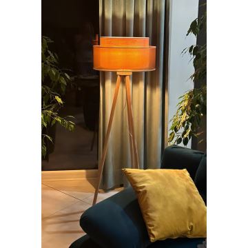 Duolla - Lampa podłogowa WOOD BOHO 1xE27/15W/230V miedź/brązowa/beżowa