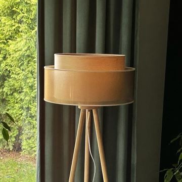 Duolla - Lampa podłogowa WOOD BOHO 1xE27/15W/230V miedź/brązowa/beżowa