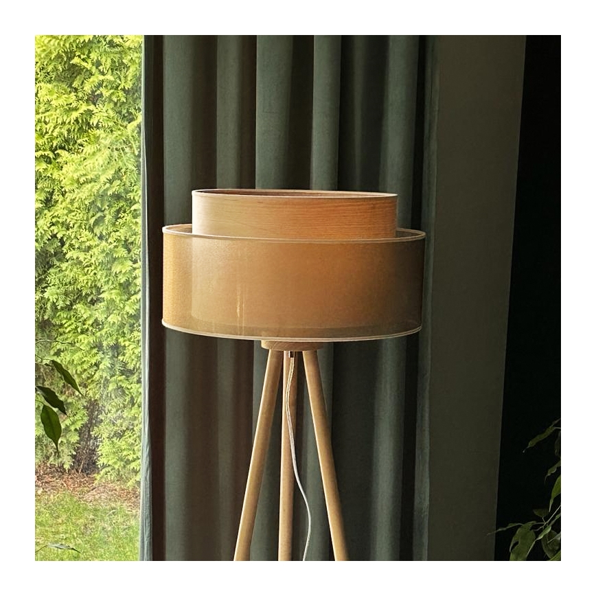 Duolla - Lampa podłogowa WOOD BOHO 1xE27/15W/230V miedź/brązowa/beżowa