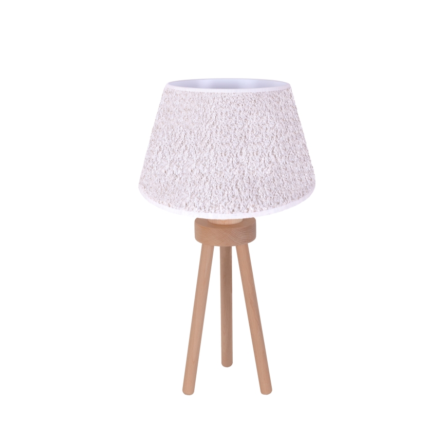 Duolla - Lampa stołowa BOUCLE 1xE27/15W/230V biały/drewno