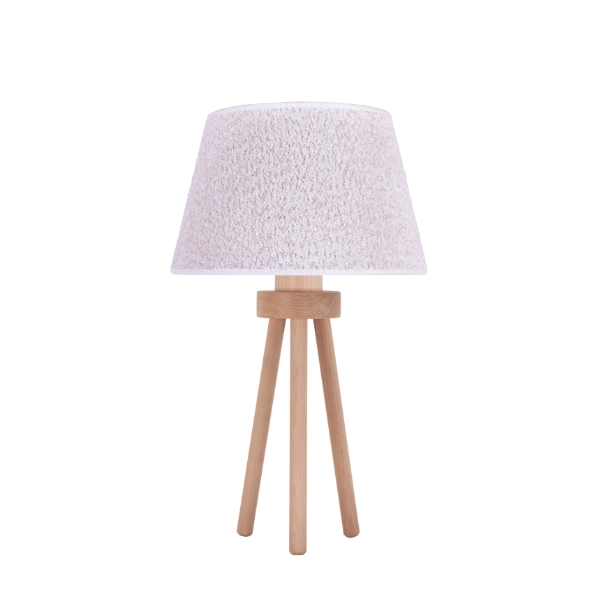 Duolla - Lampa stołowa BOUCLE 1xE27/15W/230V biały/drewno
