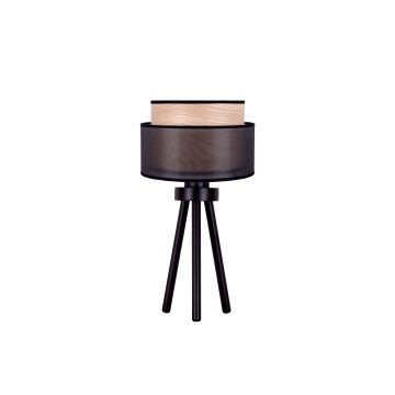 Duolla - Lampa stołowa WOOD BOHO 1xE27/15W/230V czarna/beżowa