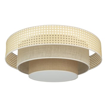 Duolla - LED Plafon LUNETA LED/26W/230V śr. 60 cm 4000K rattan/beżowy/brązowy