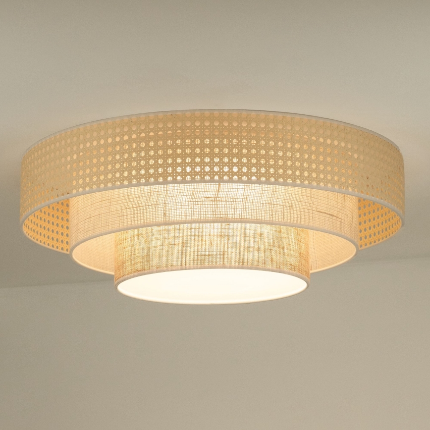 Duolla - LED Plafon LUNETA LED/26W/230V śr. 60 cm 4000K rattan/beżowy/brązowy