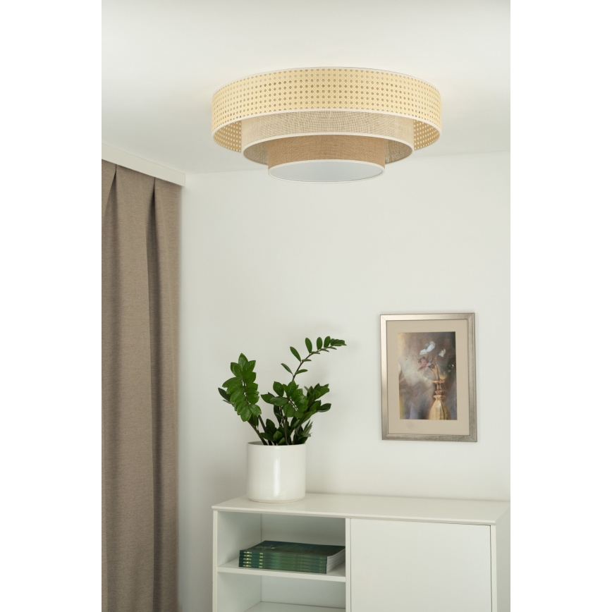 Duolla - LED Plafon LUNETA LED/26W/230V śr. 60 cm 4000K rattan/beżowy/brązowy