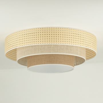 Duolla - LED Plafon LUNETA LED/26W/230V śr. 60 cm 4000K rattan/beżowy/brązowy