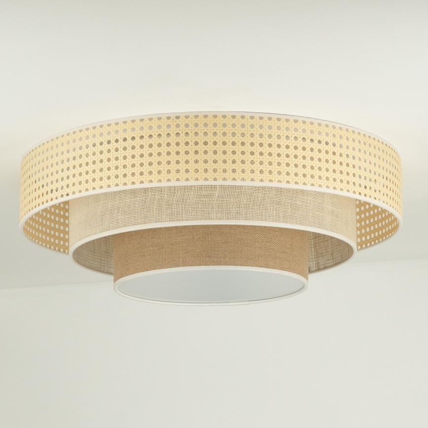 Duolla - LED Plafon LUNETA LED/26W/230V śr. 60 cm 4000K rattan/beżowy/brązowy