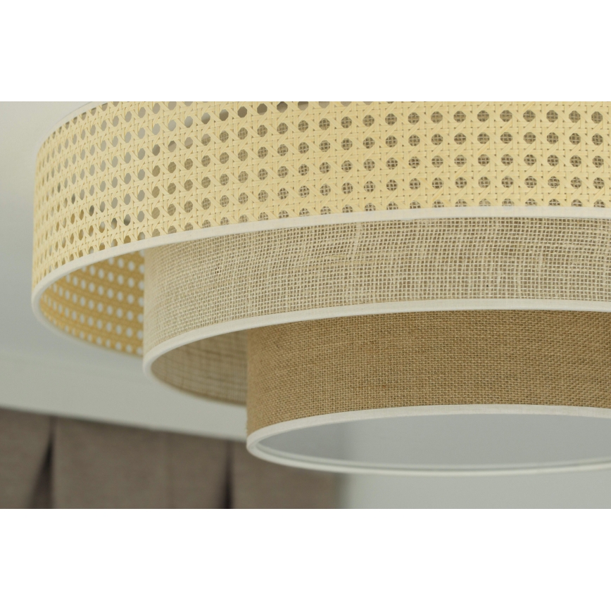 Duolla - LED Plafon LUNETA LED/26W/230V śr. 60 cm 4000K rattan/beżowy/brązowy