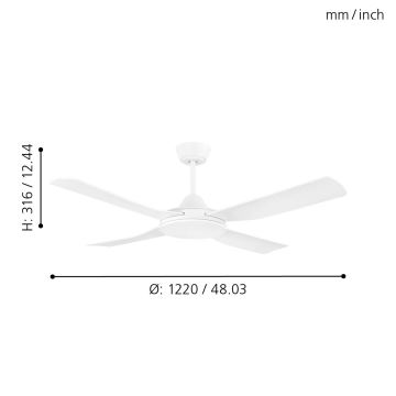 Eglo - Wentylator sufitowy 52W/230V + RC biały