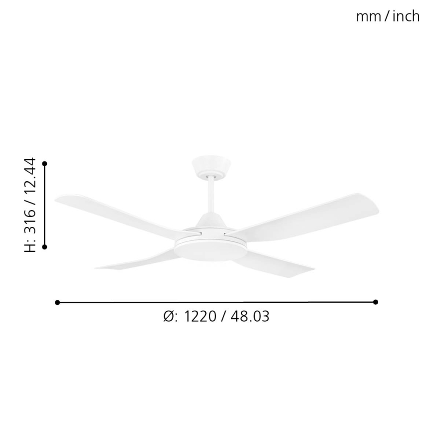 Eglo - Wentylator sufitowy 52W/230V + RC biały