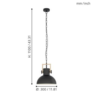 Eglo - Żyrandol na łańcuchu 1xE27/28W/230V - certyfikat FSC