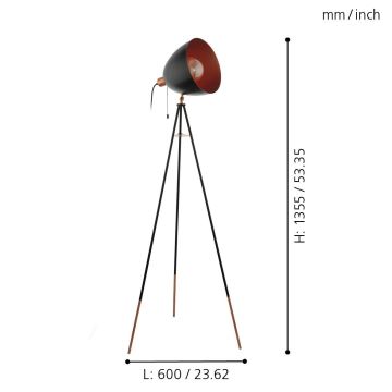 Eglo - lampa podłogowa 1xE27/60W/230V