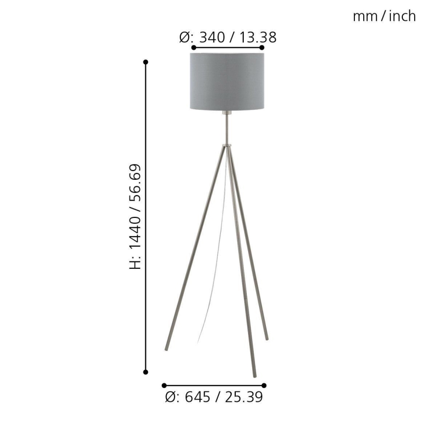 Eglo 55731 - LED Lampa podłogowa SCIGLIATI 1xE27/11W/230V szary