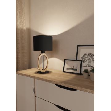 Eglo 56165 - Lampa stołowa BASILDON 1xE27/40W/230V czarne/brązowe