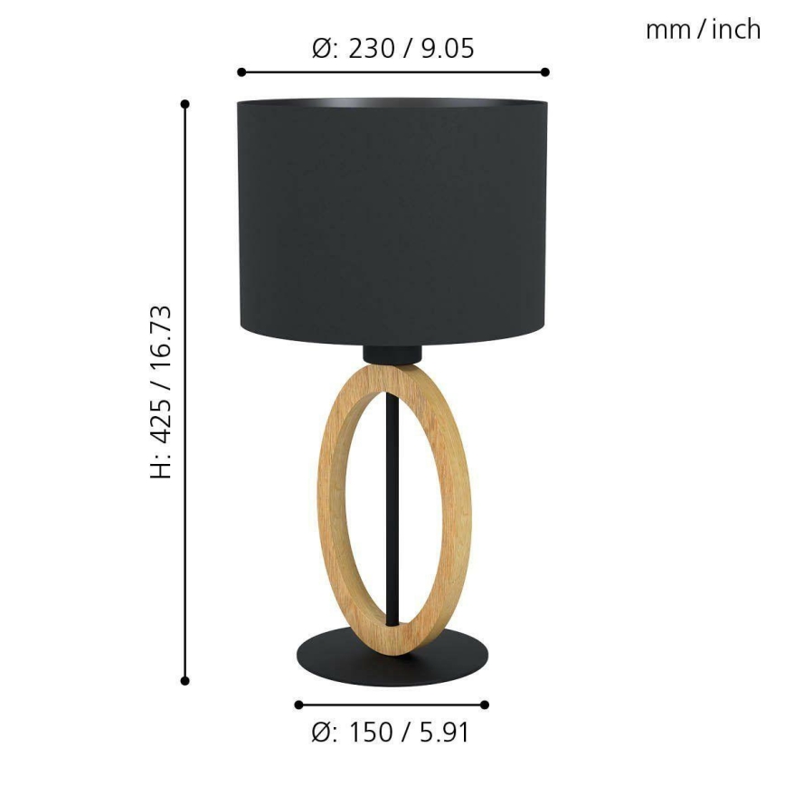 Eglo 56165 - Lampa stołowa BASILDON 1xE27/40W/230V czarne/brązowe