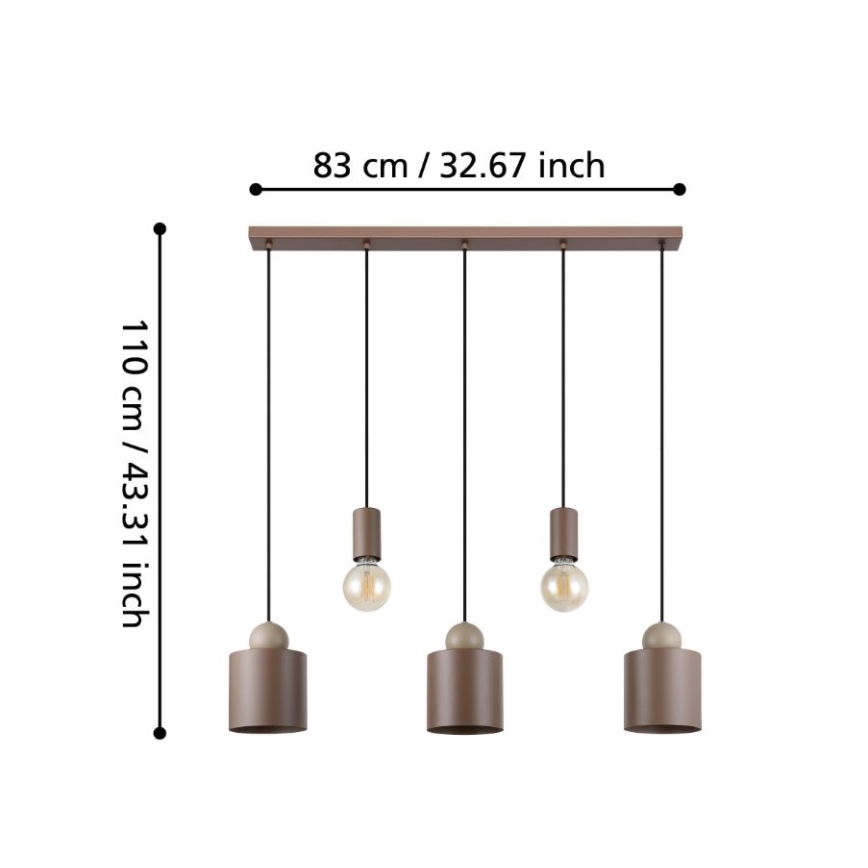 Eglo - Żyrandol na lince 5xE27/40W/230V