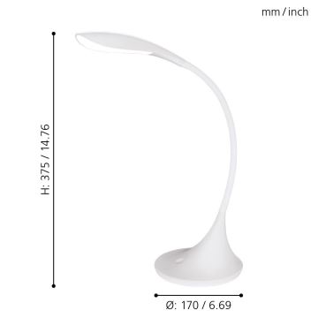 Eglo - LED lampa stołowa z regulacją światła 1xLED/4,5W/230V biała