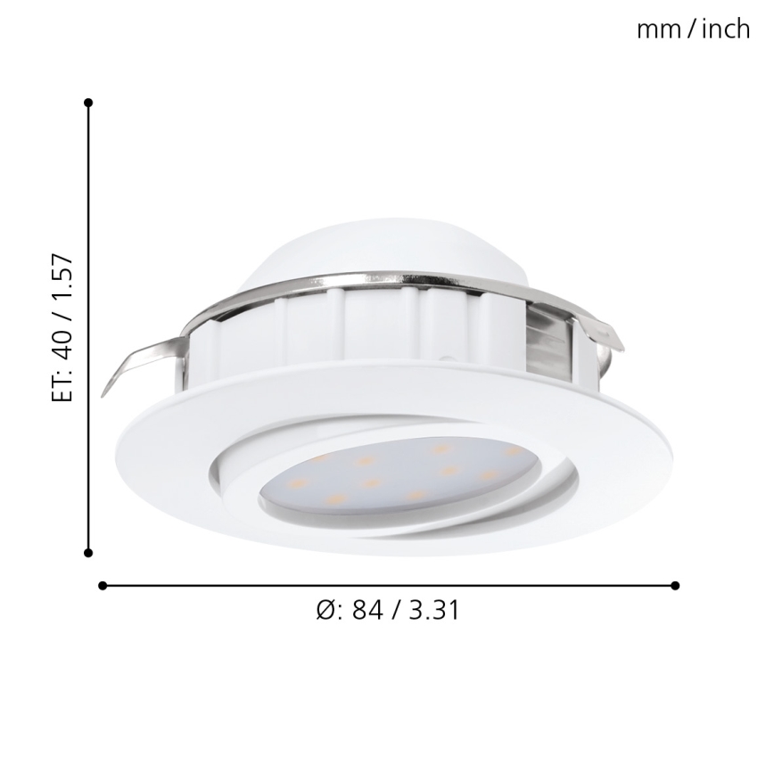 Eglo - ZESTAW 3x LED Ściemnialna oprawa wpuszczana PINEDA 1xLED/5,5W/230V