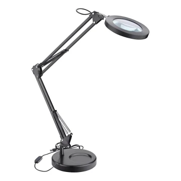 Extol - LED Lampa stołowa ściemnialna ze szkłem powiększającym LED/8W/5V 2900/4500/7500K czarne