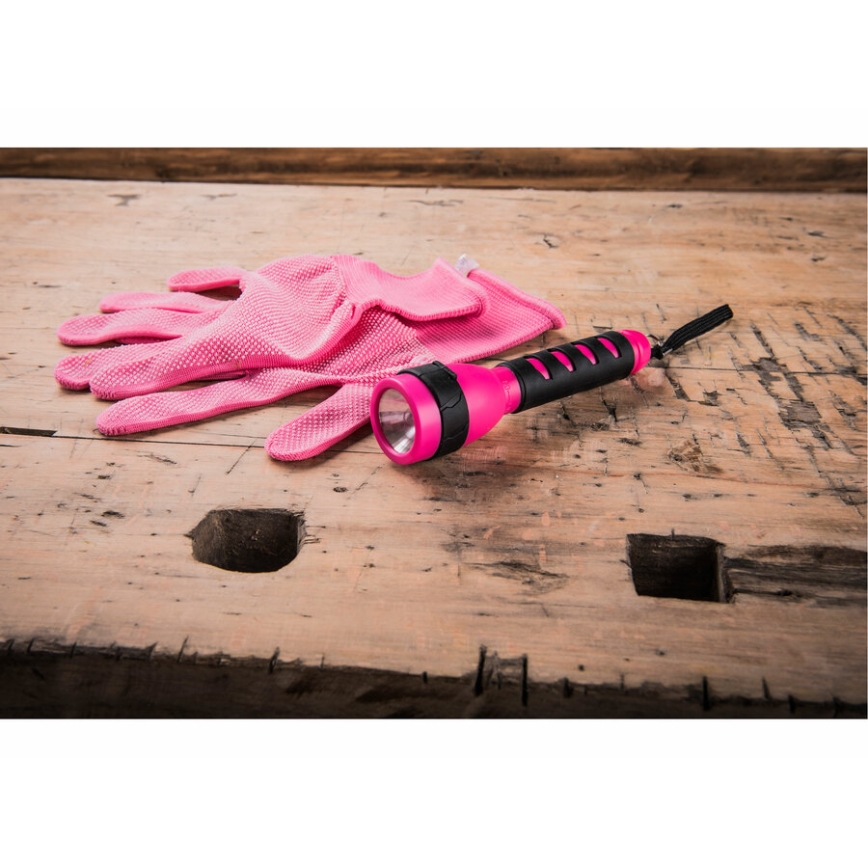 Extol Premium - Latarka halogenowa 2xAA różowo-czarna