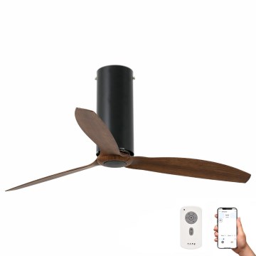 FARO 32037WP - Wentylator sufitowy TUBE FAN Wi-Fi czarny/brązowy 128 cm SMART + pilot