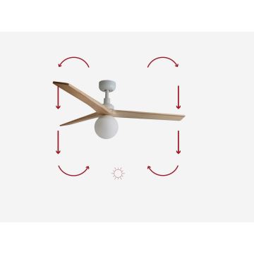 FARO 34280-11L - Wentylator sufitowy KLIM M 1xE27/15W/230V drewno/biały śr. 125 cm + zdalne sterowanie