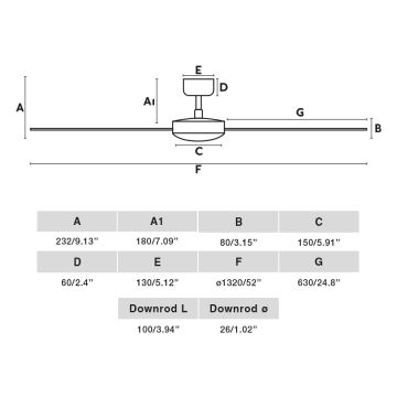 FARO 34298WP - Wentylator sufitowy RUDDER L czarny śr. 132 cm SMART + pilot zdalnego sterowania