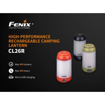 Fenix CL26RGREEN - LED Ściemnialna przenośne lampa akumulatorowa LED/USB IP66 400 lm 400 h zielona