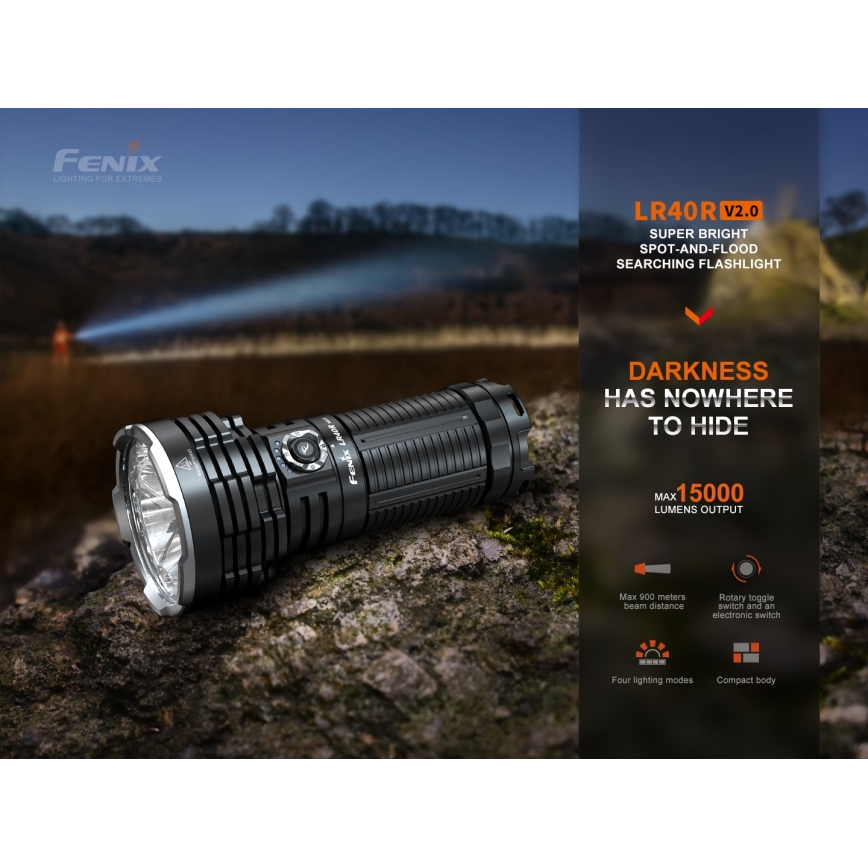 Fenix LR40RV20 - LED Latarka akumulatorowa LED/USB IP68 15000 lm 177 h